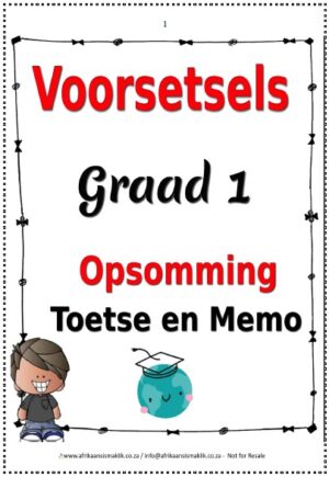 Graad 1 Voorsetsels Opsomming Woorde Toets en Memo