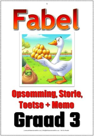 Graad 3 - Fabel Storie + Toets + Memo + Aktiwiteit + Rubriek