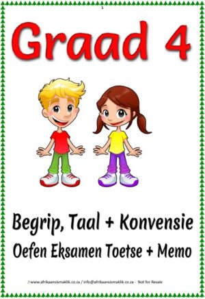 Graad 4 - PDF - Begrip Taal Konvensie Oefen Eksamen Die skatkis & 6 Toetse + Memo