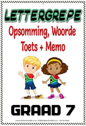 Graad 7 Lettergrepe – Opsomming, Woorde toets en memo (9 Blaaie)