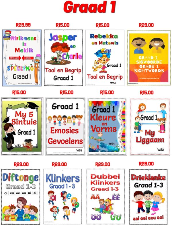 Graad 1 Kompleet AL DIE WERK R519.00 | Afrikaans Is Maklik