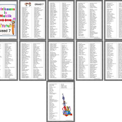 Graad 7 - PDF - Spelling Boek 2025 - Afrikaans spelling met Engels betekenis
