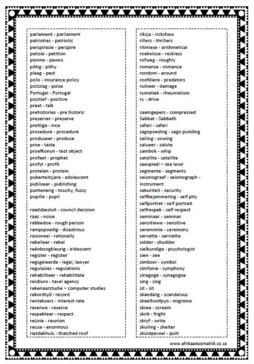Graad 6 - PDF - Spelling Boek, 2025 Spelwoorde Afrikaans met Engelse Betekenis - Image 8