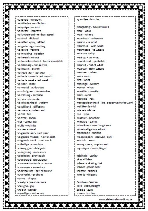 Graad 6 - PDF - Spelling Boek, 2025 Spelwoorde Afrikaans met Engelse Betekenis - Image 10