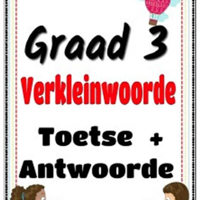 Graad 3 - Verkleinwoorde -ie, -pie, -kie, -jie, -tjie, -etjie Toetse + Antwoorde (6 Blaaie)