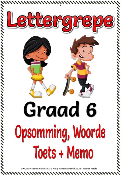 Graad 6 lettergrepe - Opsomming - Woorde - Toes + Memo ft pg Graad 6 Lettergrepe – Opsomming Woorde Toets + Memo R20.00