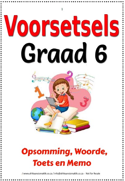 Graad 6 Voorsetsels Opsomming Woorde Toets en Memo ft pg Graad 6 PDF Voorsetsels Opsomming Woorde Toets en Memo