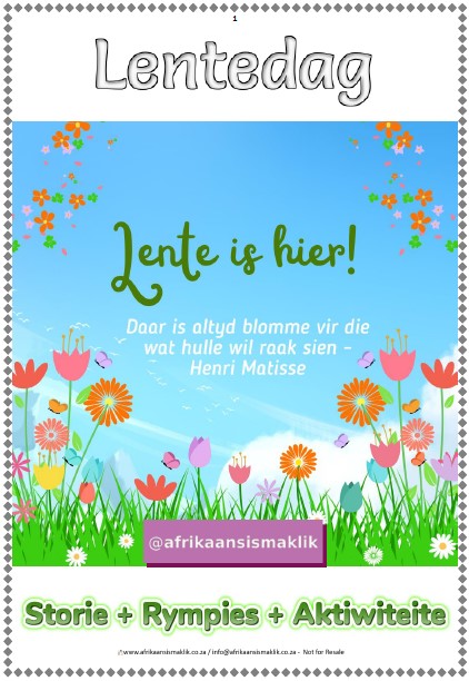 Lentedag Storie Rympies Aktiwiteite Inkleur VERNIET