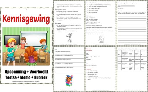 Graad 5  6  7  Kennisgewing Opsomming Voorbeeld Toetse Memo Rubriek