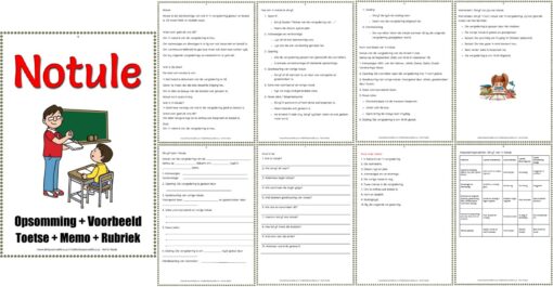 Graad 5 6 7 Notule Opsomming Voorbeeld Toets Memo Rubriek