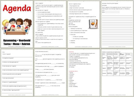 Graad 5, 6, 7 Agenda Opsomming Voorbeeld Toetse Memo Rubriek