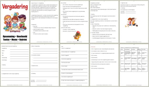 Graad 5  6  7  Vergadering Opsomming Voorbeeld Toets Memo Rubriek