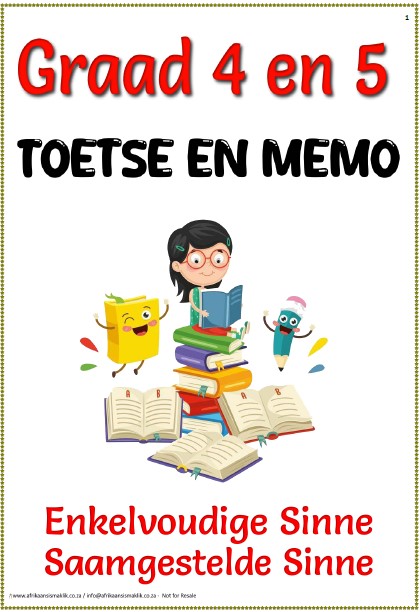 Graad 4 en 5 Enkelvoudige + Saamgestelde Sinne + Toetse + Memo ft pg Graad 4 en 5 Enkelvoudige + Saamgestelde Sinne + Toetse + Memo
