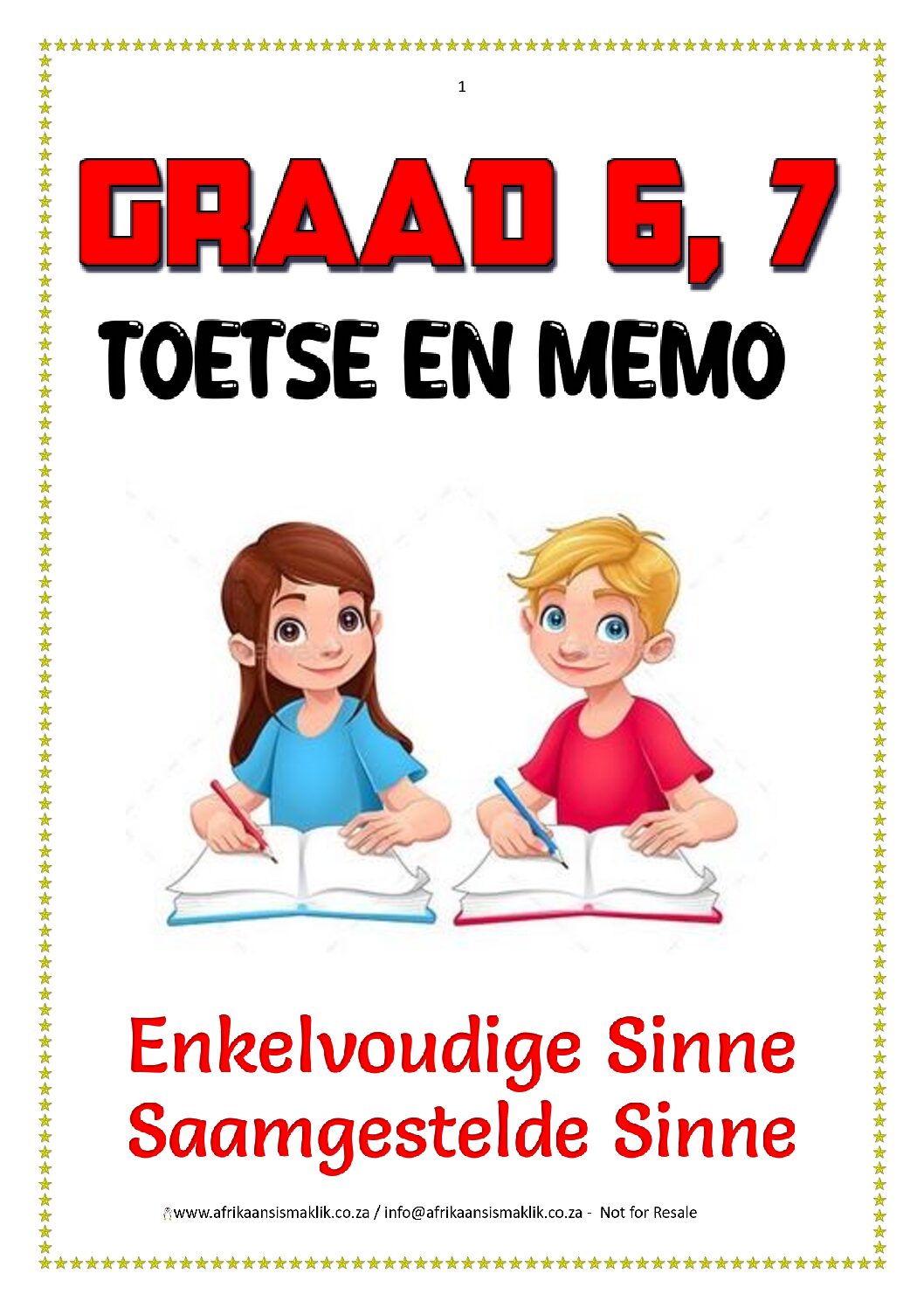 Graad 6,7 Use WEB Enkelvoudige Sinne en Saamgestelde Sinne Toets + Memo